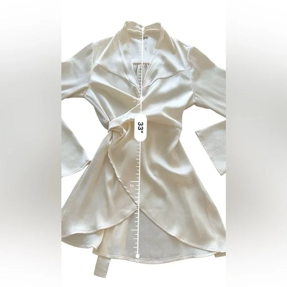 Free People Harley Wrap Tunic Elegant Cream Wrap Blouse Size Large - Picture 10 of 12